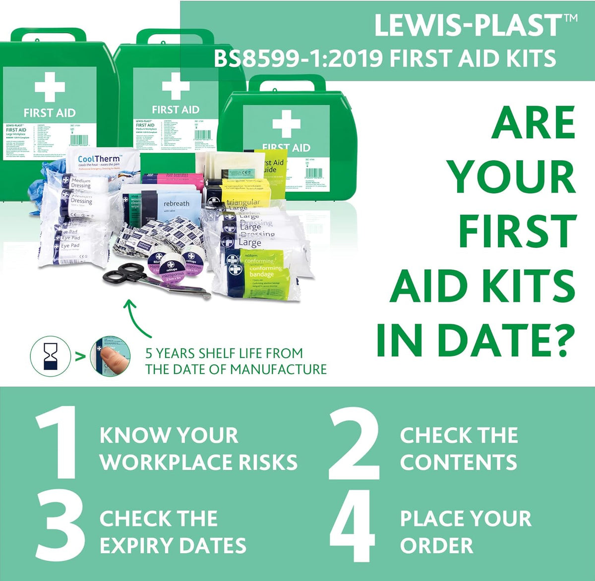 Small Premium BS8599-1 Compliant (Low Risk High Risk) First Aid Kit - First Aid Kit for Injuries