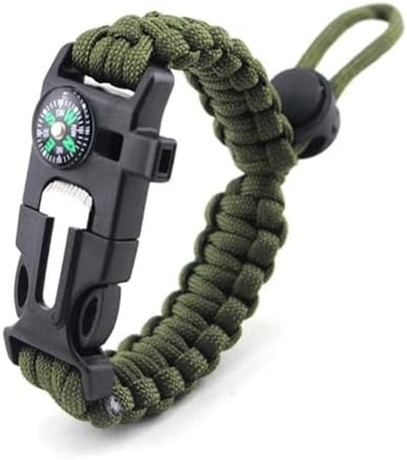 5-In-1 Survival Bracelet | 550 Paracord Bracelet with Compass, Emergency Whistle & Fire Starter | Adjustable 3.2M Bracelet for Camping, Hiking & Bushcraft