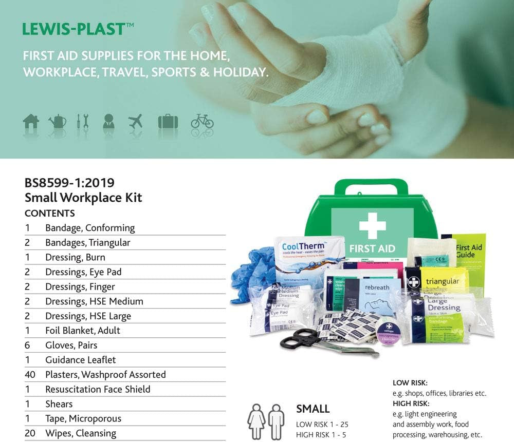 Small Premium BS8599-1 Compliant (Low Risk High Risk) First Aid Kit - First Aid Kit for Injuries