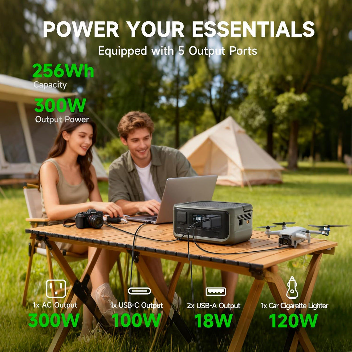 VOLIX P300 Portable Power Station, 256Wh/300W Lifepo4 Battery