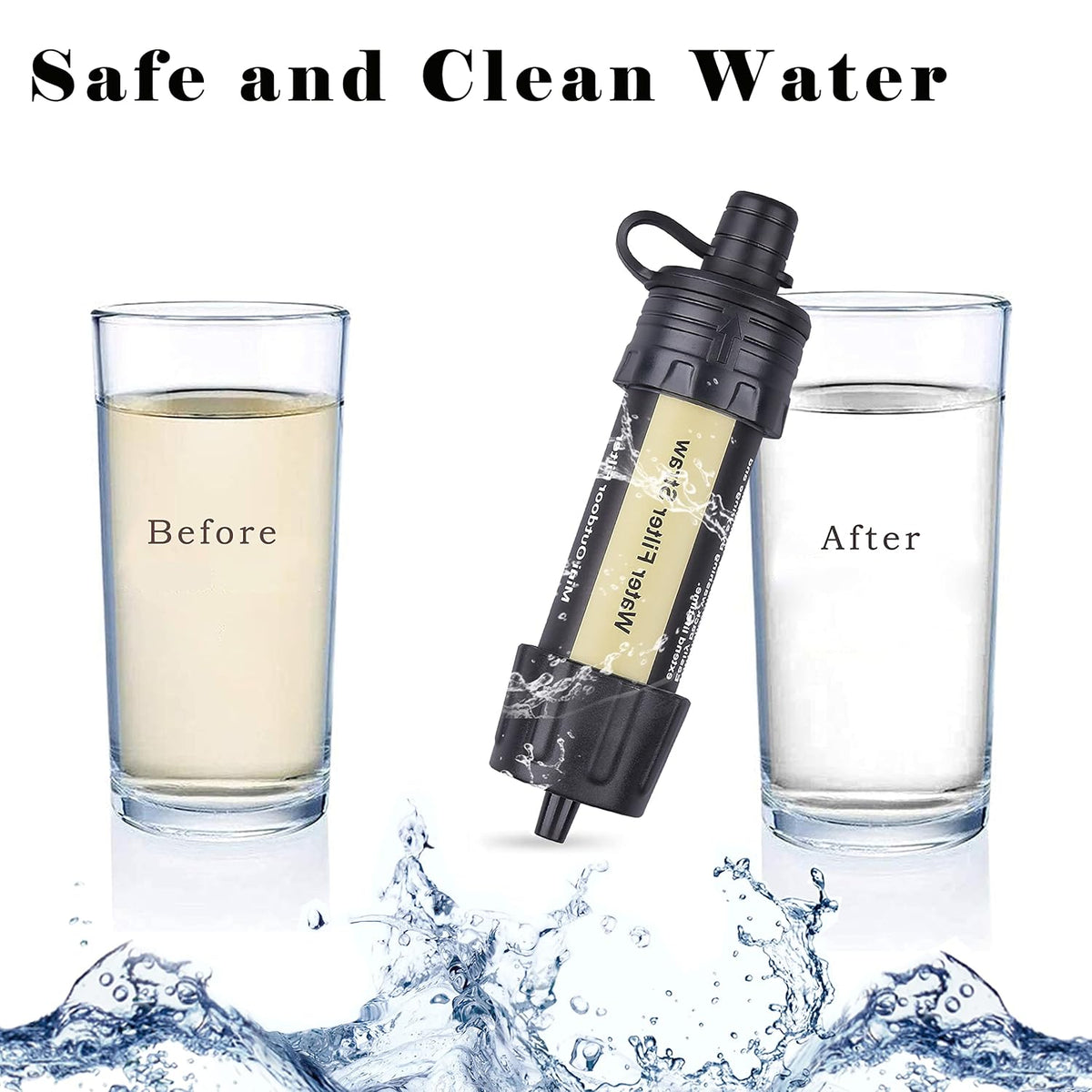 Mini Water Filter Straw, 0.01 Micron, Emergency Gear Outdoors