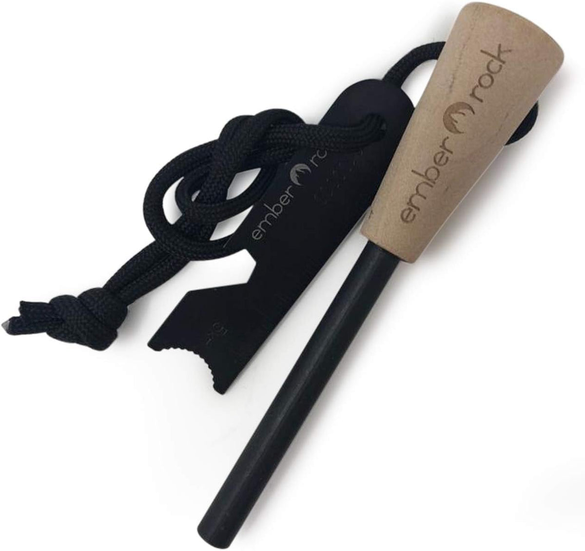 Survival Fire Steel Premium Magnesium Ferrocium Rod Firesteel Includes Flint Striker Multi Tool & Chunky Wooden Handle for Grip Essential Fire Starter Camping Survival Kit