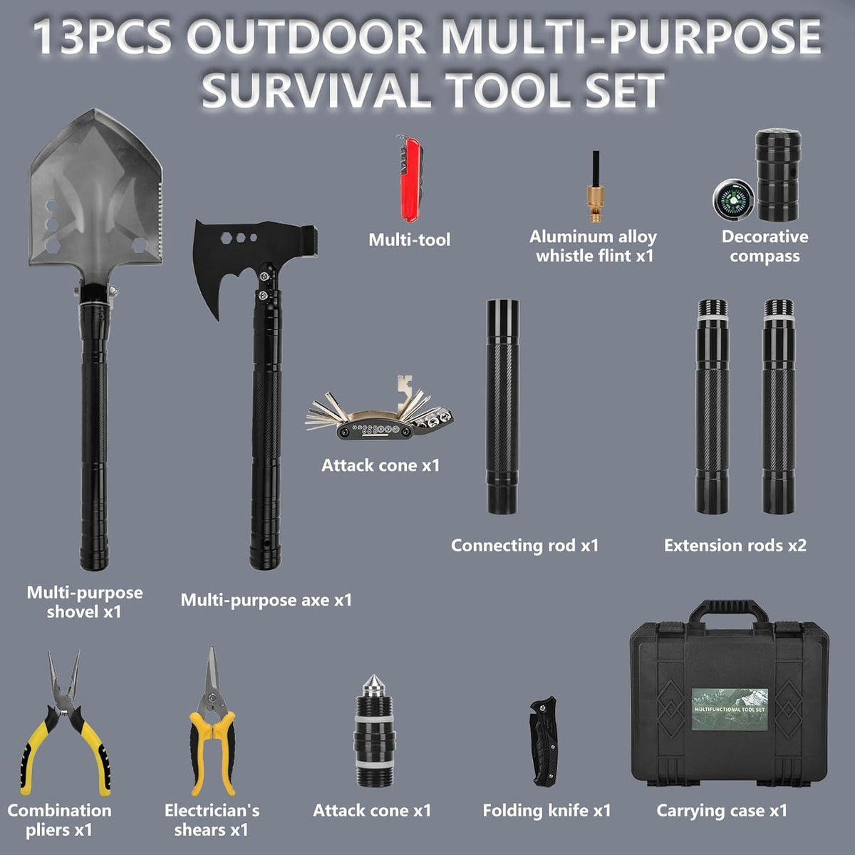 13PCS Survival Kit Camping Tools - Survival Gear and Equipment