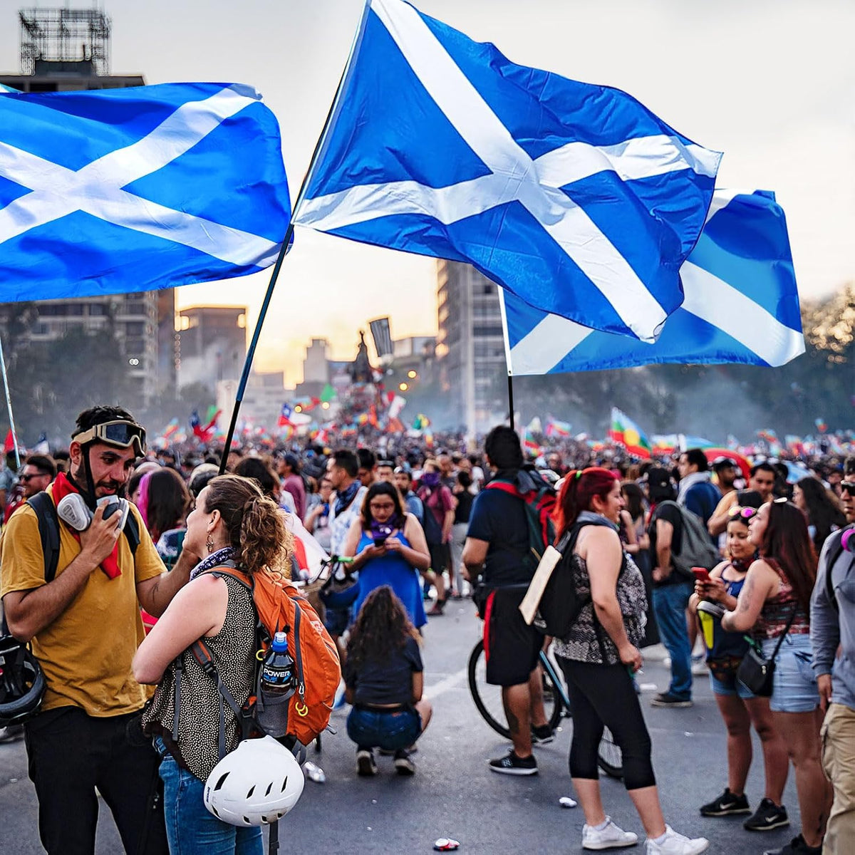 Scottish Flag 5Ft X 3Ft with Eyelets, Coronation Decorations, Vivid Color Fade Proof Polyester Canvas Header Double Stitched National St Andrews Cross Flag 90 * 150CM