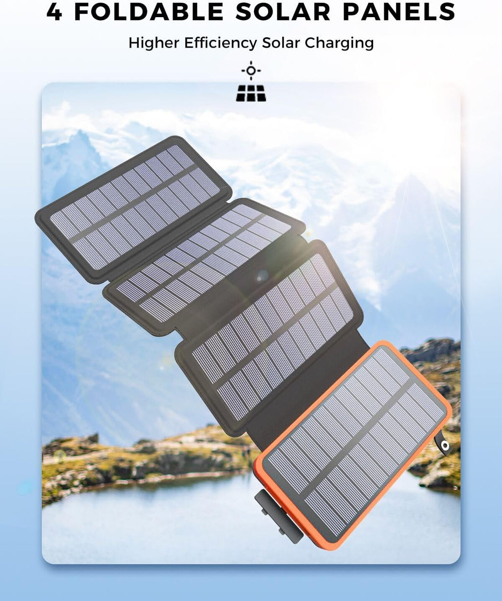 1O000Mah Solar Power Bank Waterproof 2USB LED Battery Charger for Cell Phone