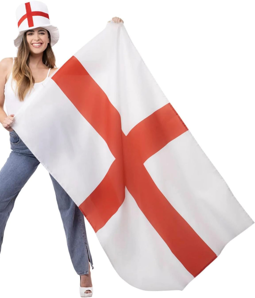 1X Large St George'S Cross Flag England Flag - 5FT X 3FT Double Stitched Premium Quality Polyester English Banner with Metal Eyelets for Sports & National Events