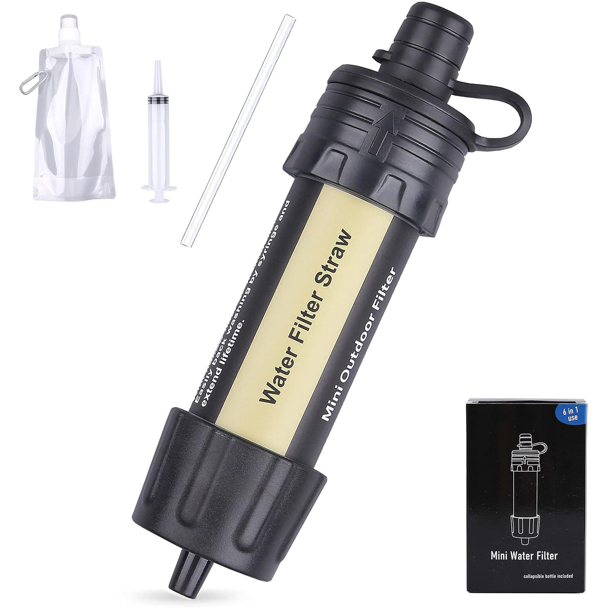 Mini Water Filter Straw, 0.01 Micron, Emergency Gear Outdoors