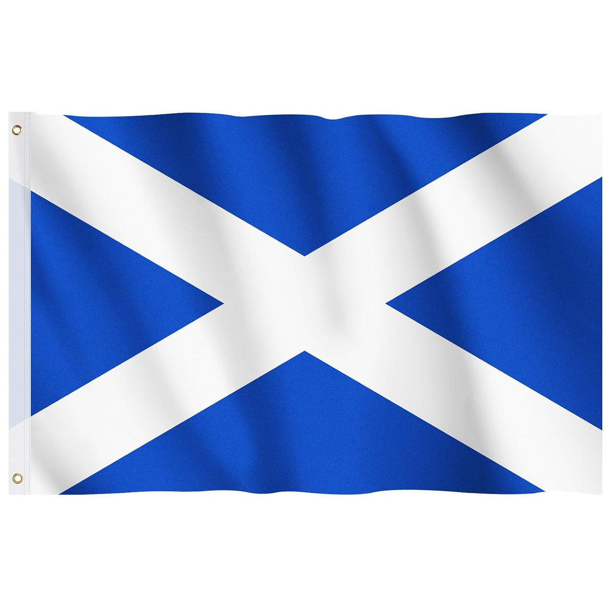 Scottish Flag 5Ft X 3Ft with Eyelets, Coronation Decorations, Vivid Color Fade Proof Polyester Canvas Header Double Stitched National St Andrews Cross Flag 90 * 150CM