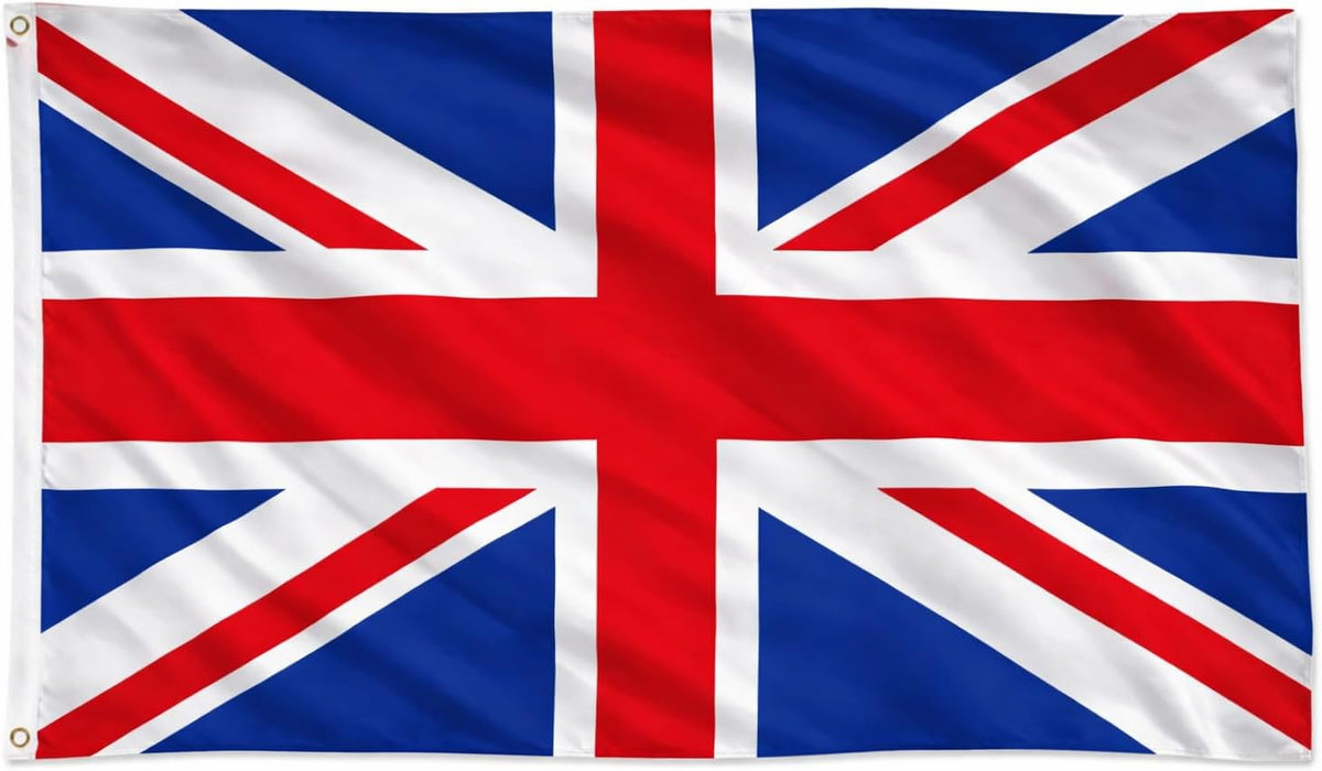 Union Jack Flag 5Ft X 3Ft (153Cm X 92Cm) British Flag, Durable Polyester UK Flag with Double-Stitched Seams, Brass Eyelets, Fade-Resistant Fly Breeze Outdoor and Indoor Flag